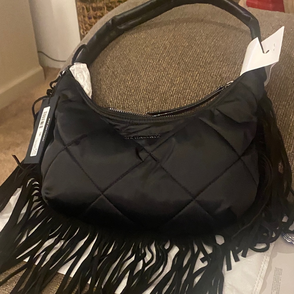 MZ Wallace Black Quilted Fringe Shoulder Bag